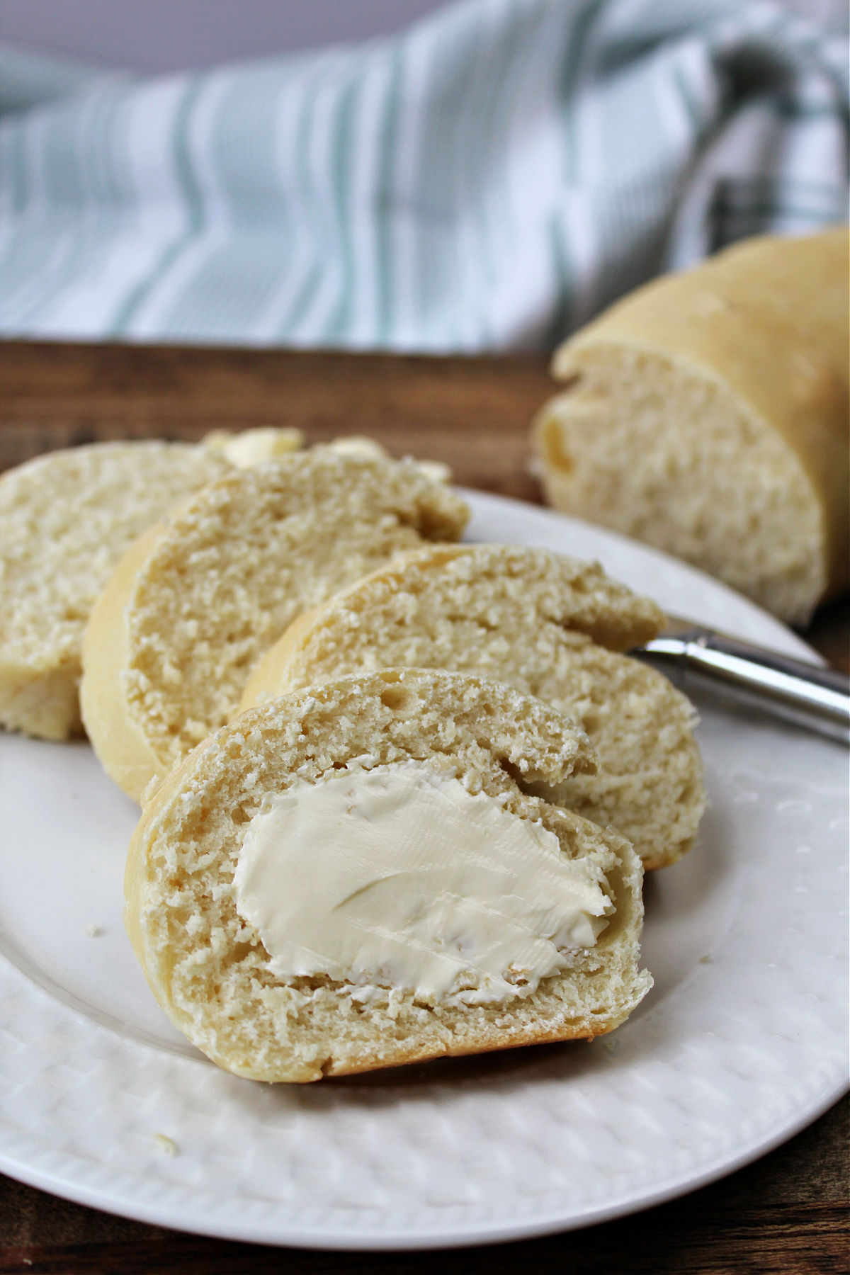 sweet bread on a white plate. 