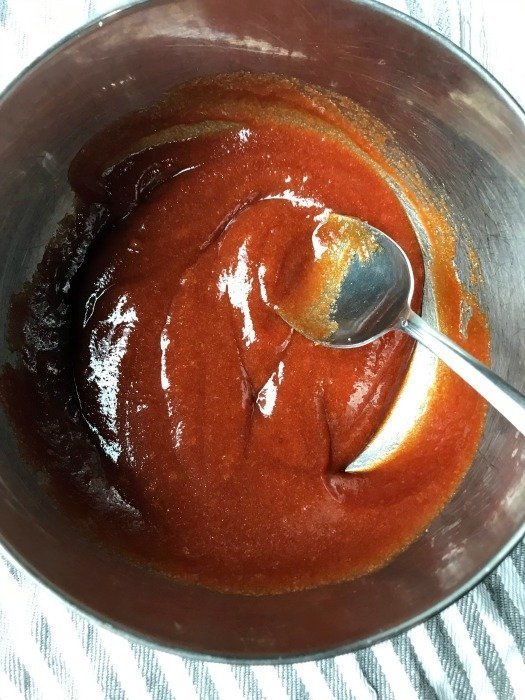 Mixture of BBQ sauce ingredients