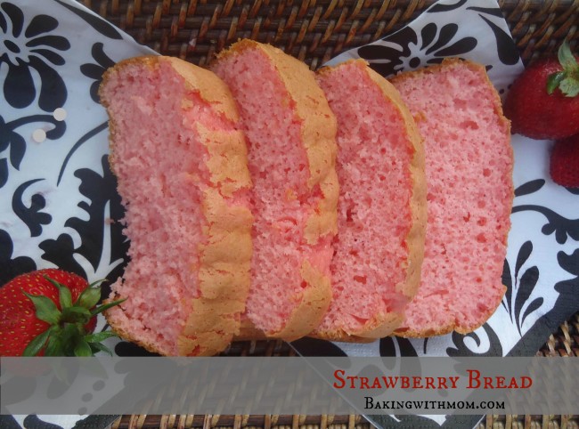 strawberry bread in a brown basket.