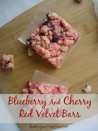 Blueberry And Cherry Red Velvet Bars