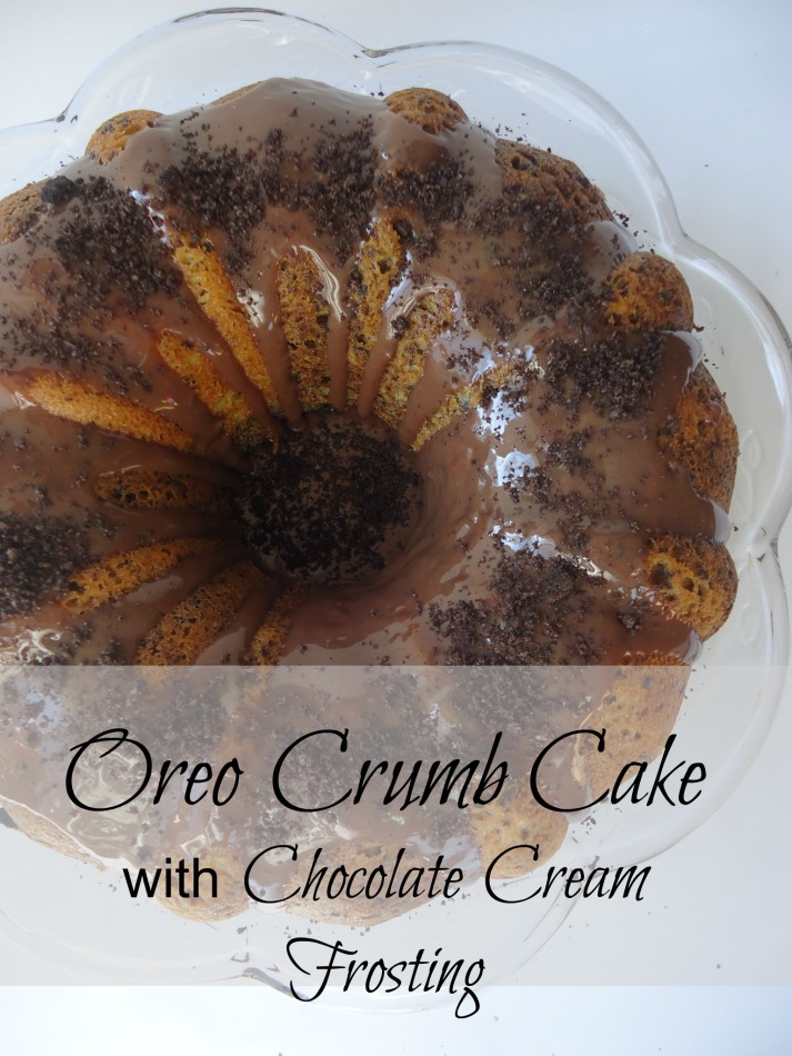 oreo crumb cake with chocolate frosting