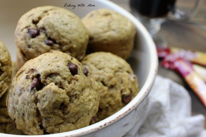 Mocha Muffins in a cream colored bowl