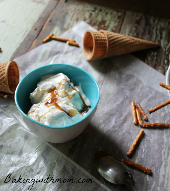 No Churn Caramel Pretzel Ice Cream