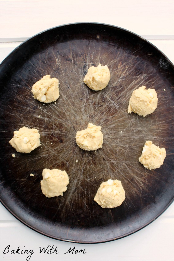 White Chocolate Cookie Dough on cookie sheet