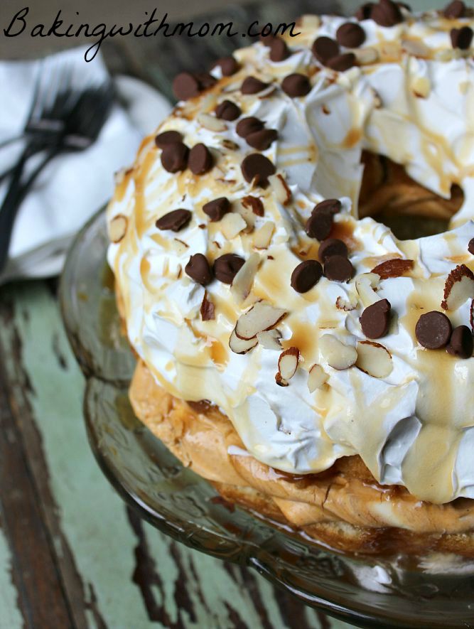 Pumpkin Cream Bundt Cake With Caramel Drizzle on a clear cake pan