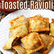 Air Fryer Toasted Ravioli on a white plate.