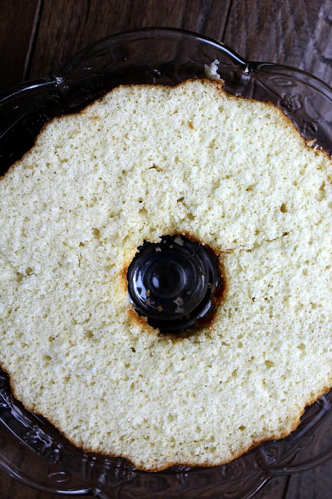 Half of a white bundt cake