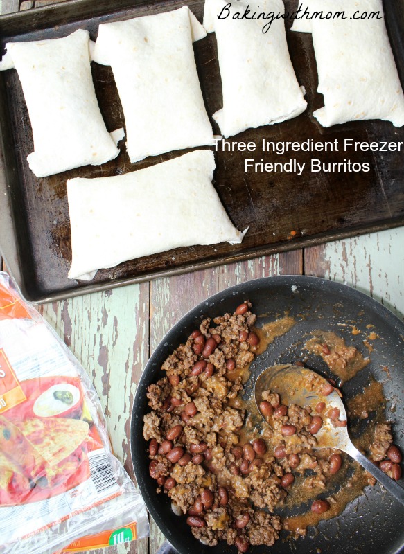 Freezer Friendly Burritos recipe 3 ingredients and freezes wonderfully for quick lunches and on the go meals.