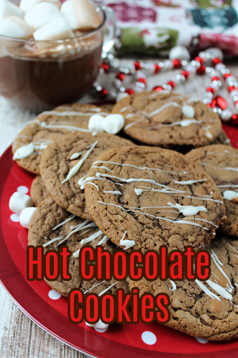 chocolate cookies on a red plate. 