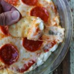 Hot Pizza Dip with pepperoni and cream cheese. #snack #dip #gameday