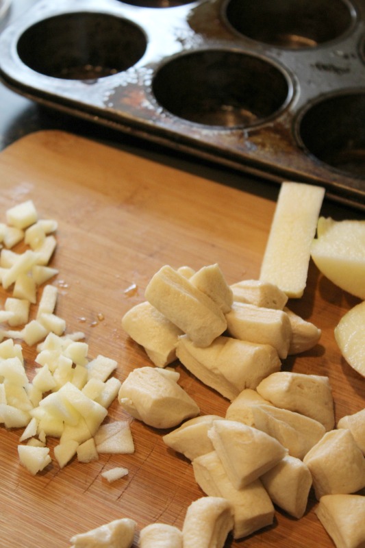 Cut biscuits on a cutting board