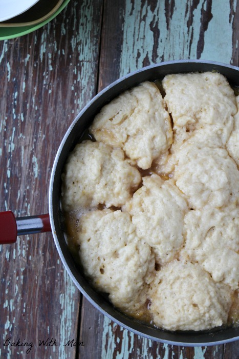 Peach Dumplings baked completely in skillet