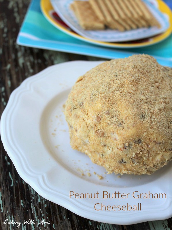 Peanut Butter Graham Cheeseball on a white plate