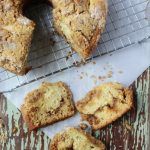 coffee cake on a cooling rack with 3 slices