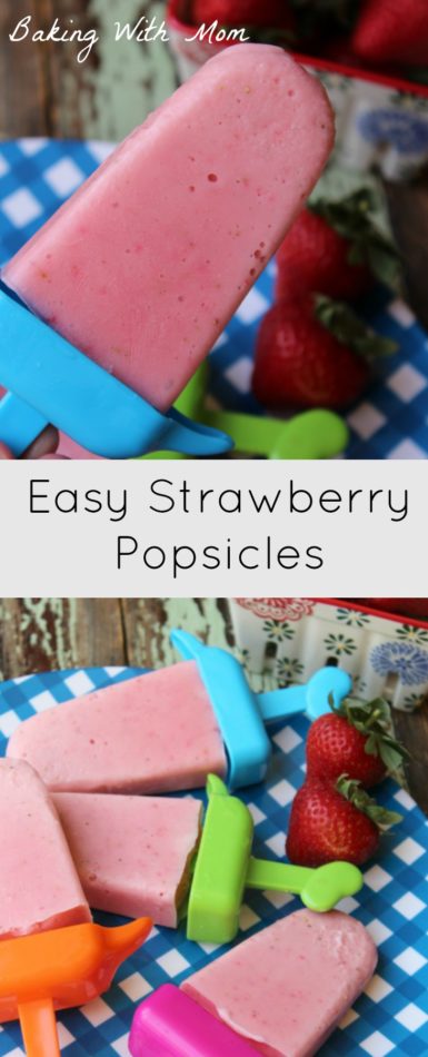 Easy Strawberry Popsicles a summer recipe with 3 ingredients. Delicious and your kids will love them!