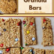 Homemade Granola Bars cut into rectangles.