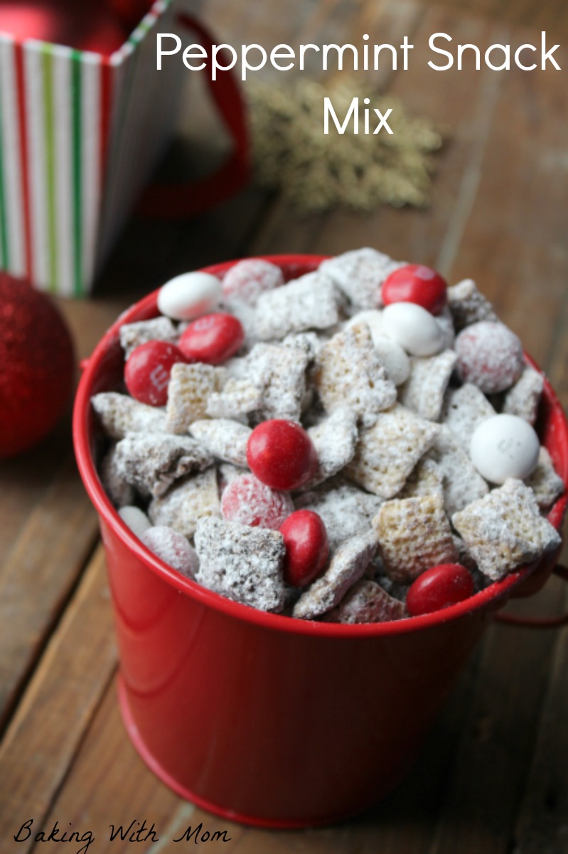 Peppermint Snack Mix with chocolate, peppermint, peanut butter and M&M'S