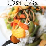 Orange Vegetable Stir Fry with a healthy vegetables and crunchy noodles