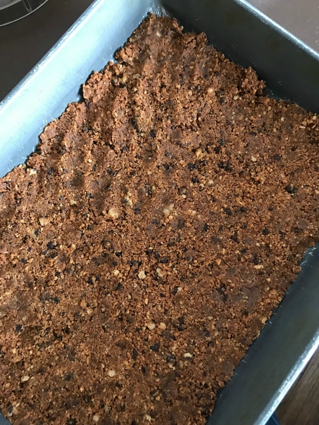 Cookie Crumbs in bottom of cake pan