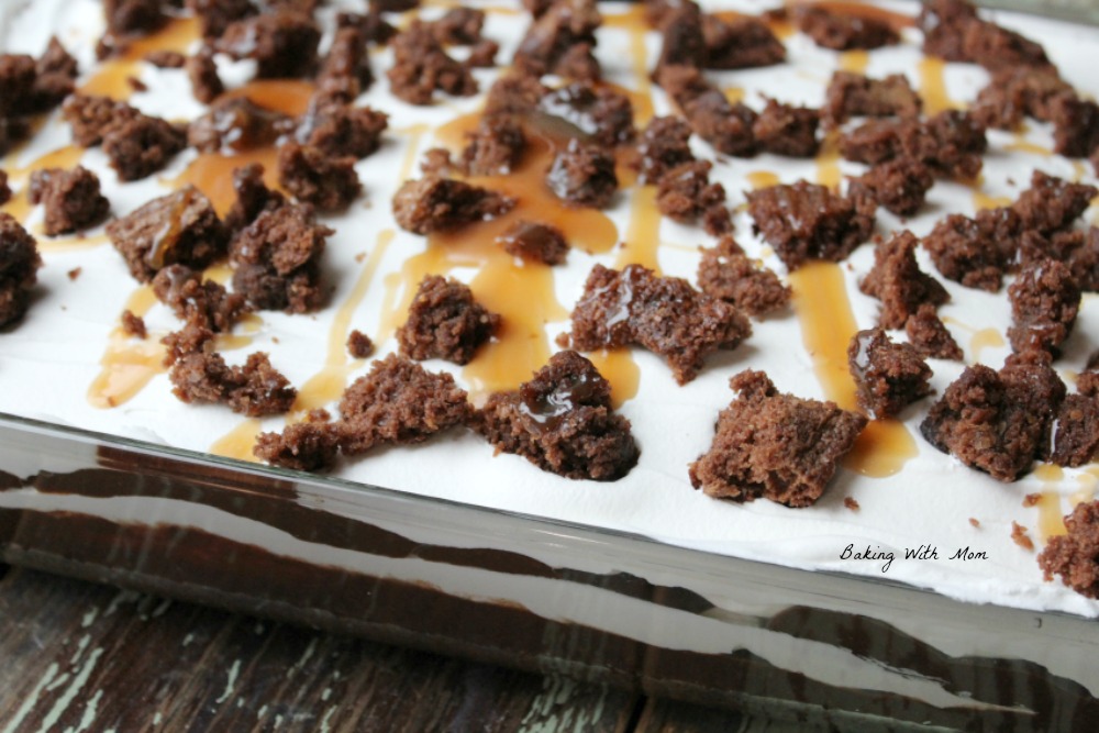 Caramel Brownie Lasagna