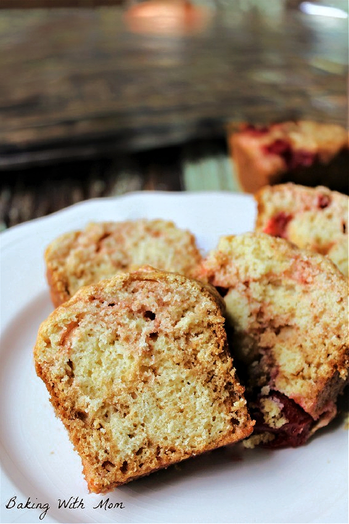 Cherry Bread on a white plate. 