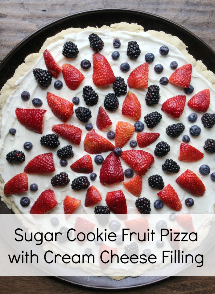 Sugar Cookie Fruit Pizza With Cream Cheese Frosting a dessert for the summertime fruit season. 