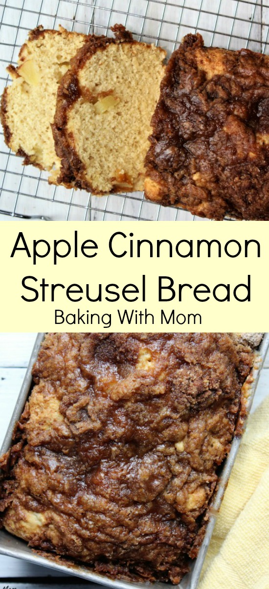 Cinnamon Apple Streusel Bread YUMMY bread soft bread with brown sugar topping. Cinnamon and apples great for snack, breakfast or lunch 