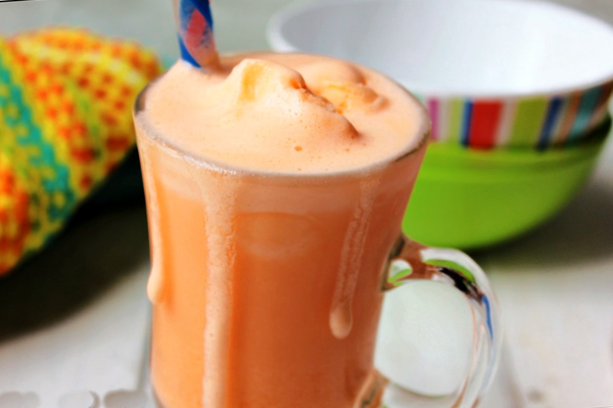 orange frosty in a clear glass. 