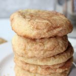Soft And Chewy Snickerdoodles rolled in cinnamon sugar stacked