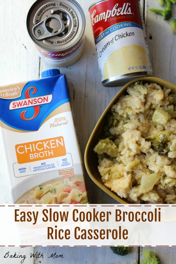 Easy Slow Cooker Broccoli Rice Casserole - Baking With Mom