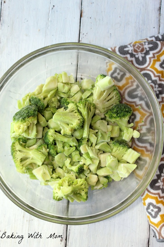Frozen broccoli in a bowl 