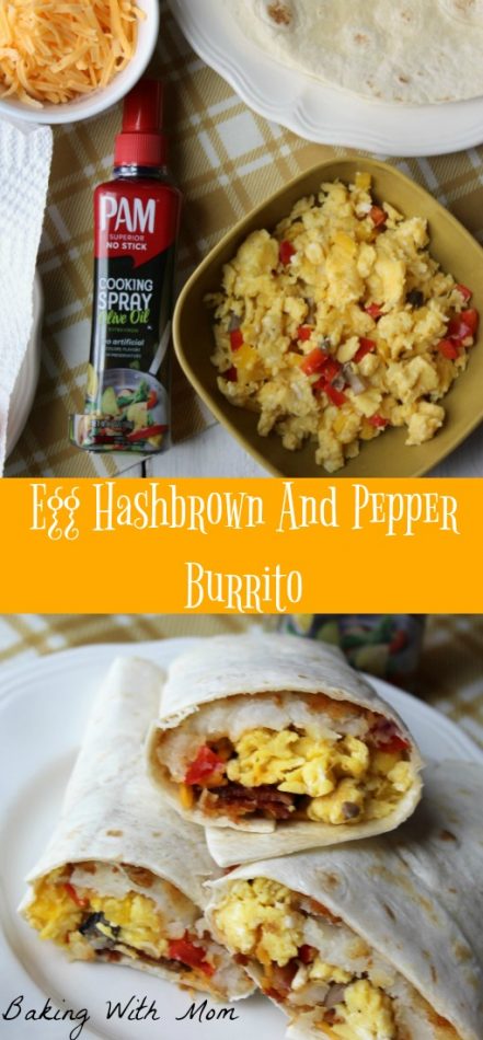 Egg Hashbrown And Pepper Burrito #ad #YouPAMDoIt #PAMInControl a breakfast recipe with peppers, mushrooms and eggs. Delicious to feed your family #breakfast #easyrecipe