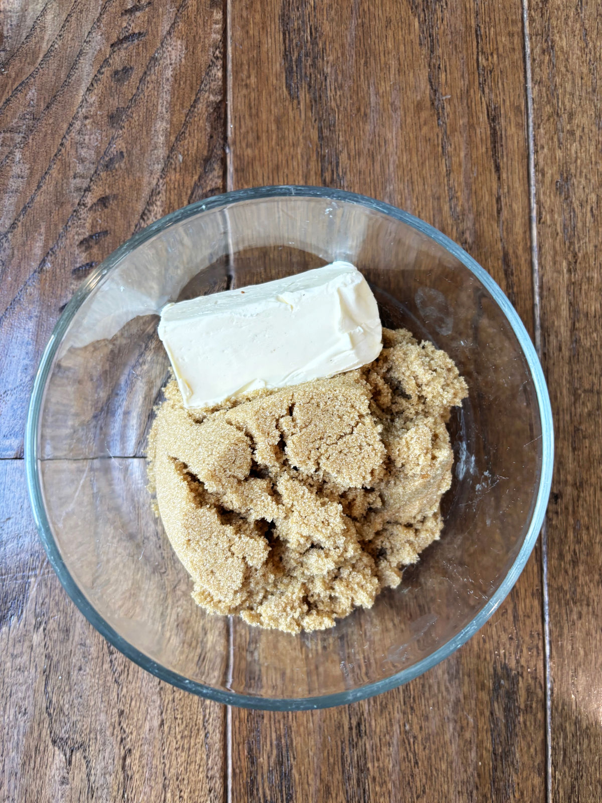butter and brown sugar in a bowl.