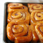 cinnamon rolls on a pan.