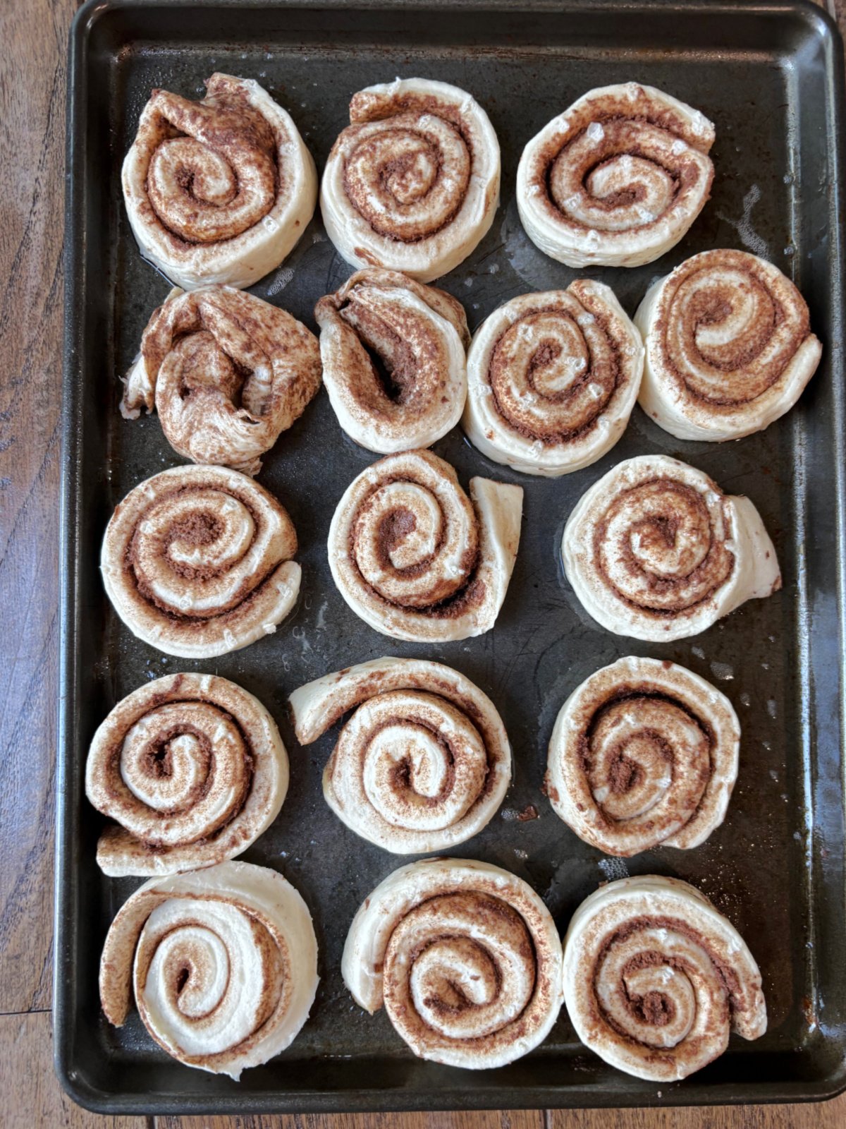 unbaked cinnamon rolls.