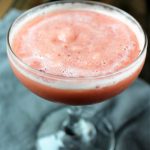 Non Alcoholic Black Cherry Slush with vanilla almond milk and orange juice