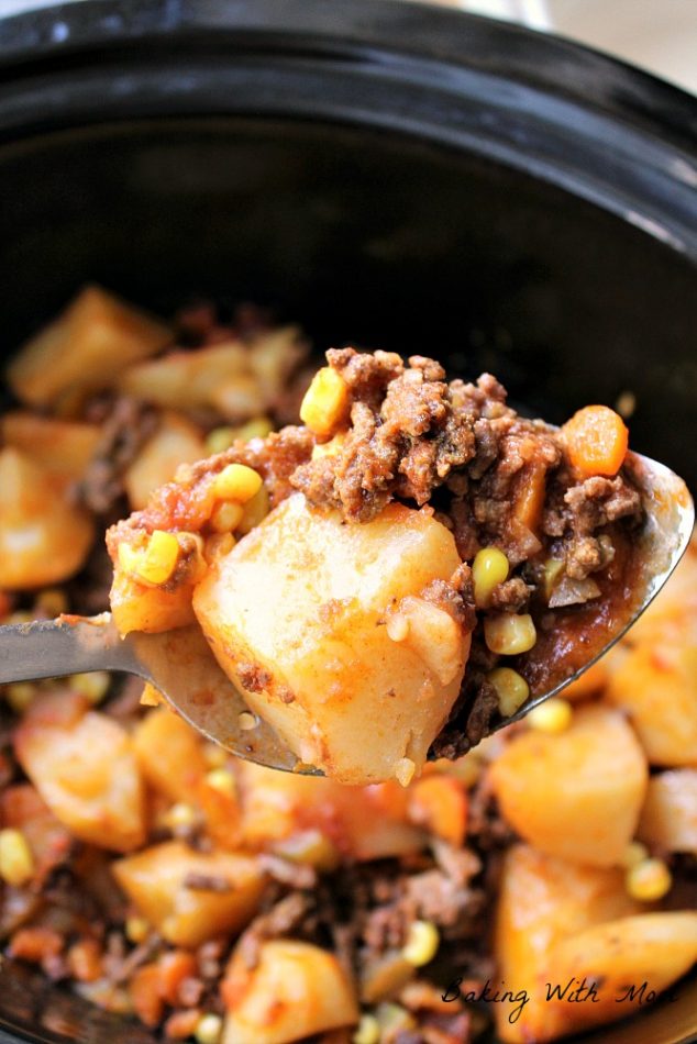 Crock Pot 4 Layer Hamburger Potato Casserole - Baking With Mom