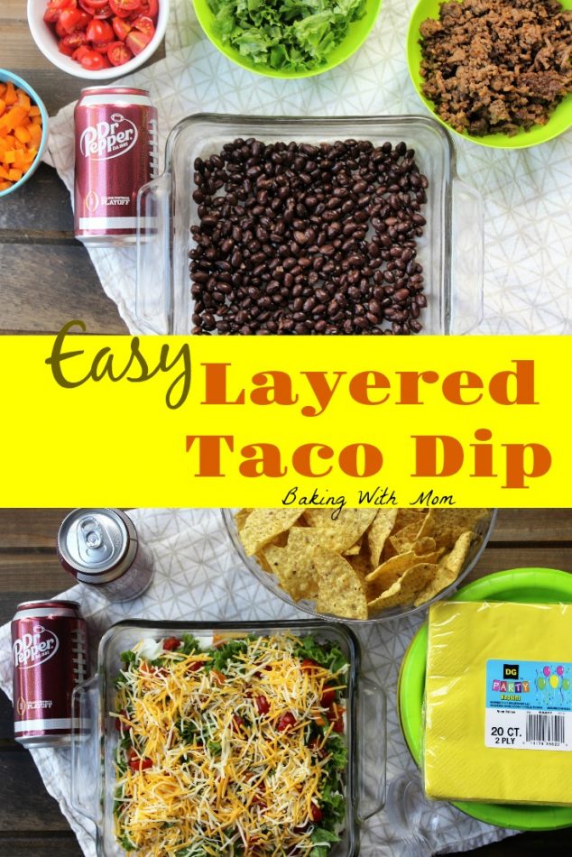 Easy Layered Taco Dip with toppings in bowls