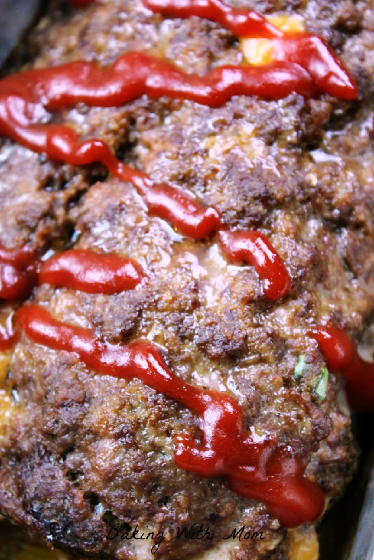 meatloaf with ketchup on it. 