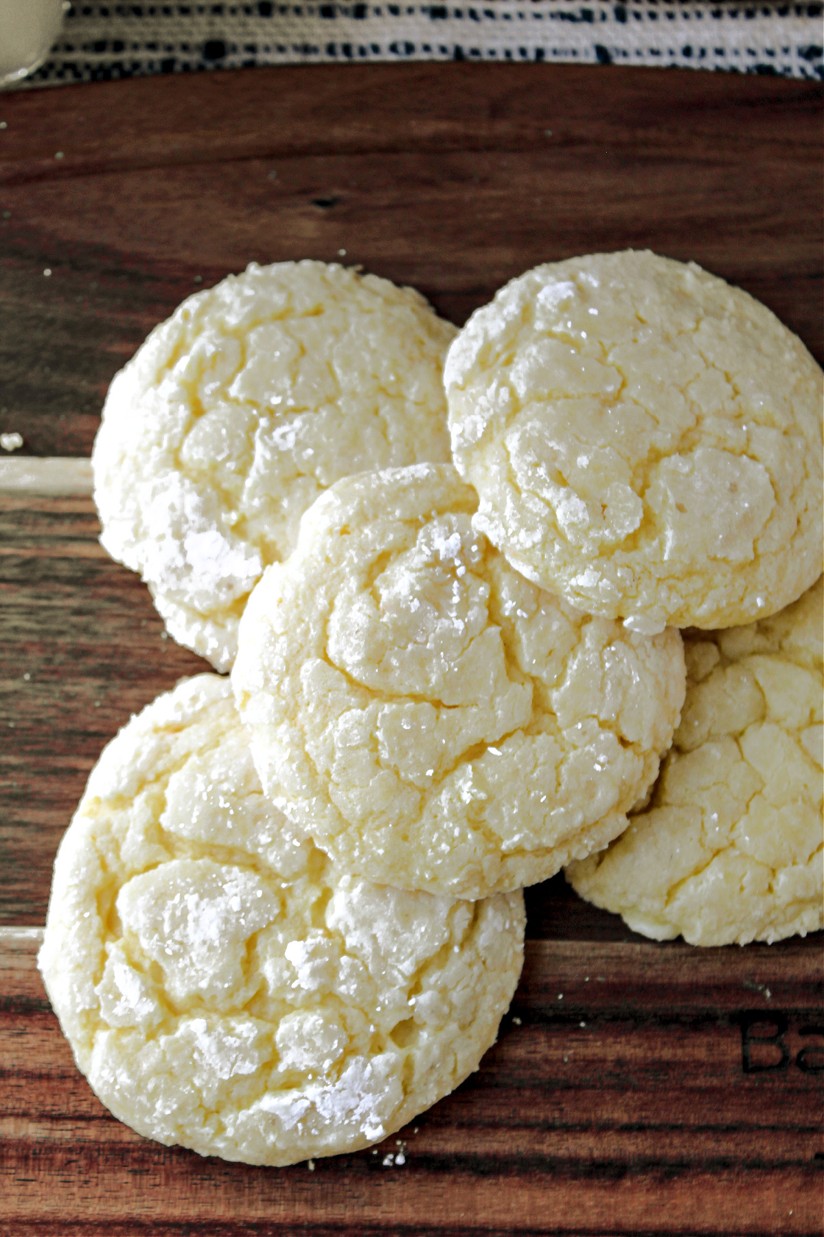 cookies in a pile on a tray.