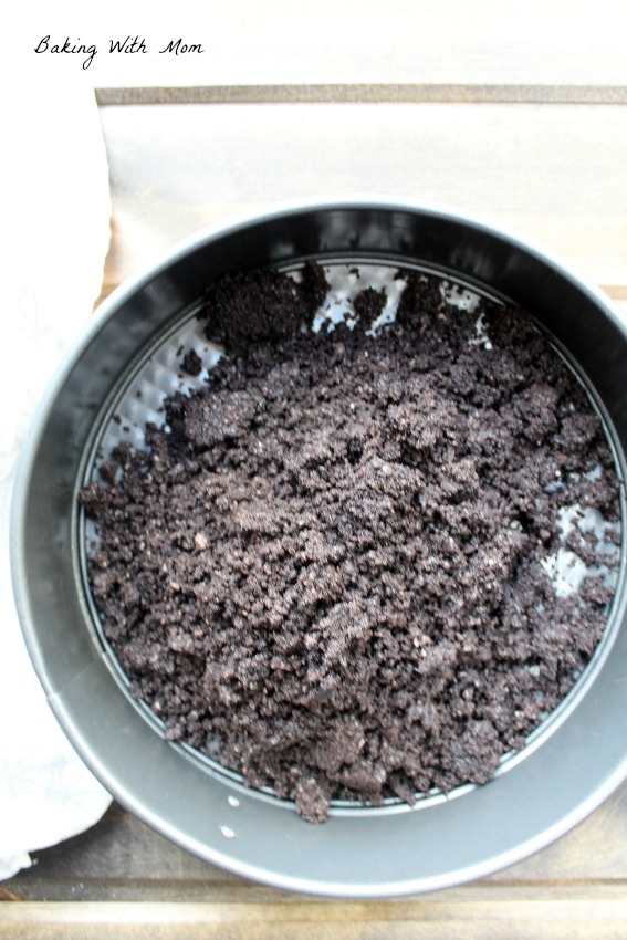 OREO cookie crumbs in a springform pan