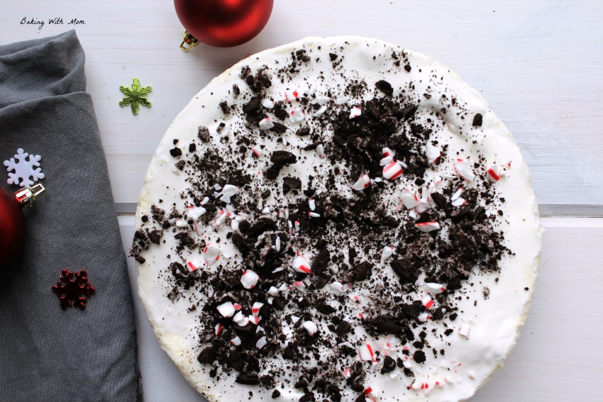 Peppermint Oreo Ice Cream Cake with Oreo Sprinkles and crushed peppermint