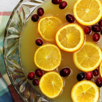 Holiday punch in a clear bowl