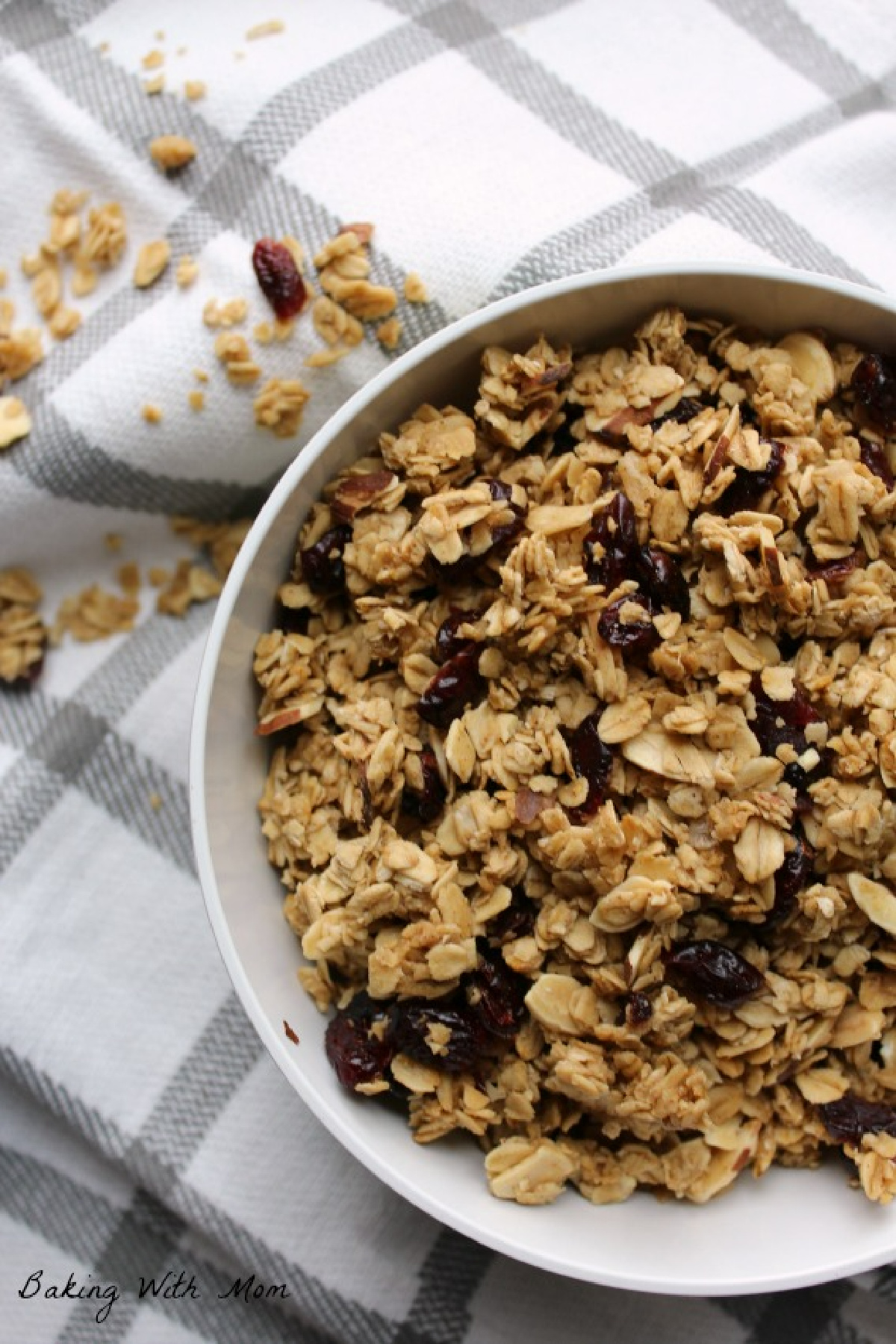 granola in a bowl. 