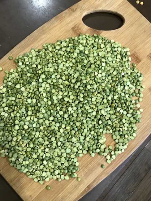 Split Peas on cutting board