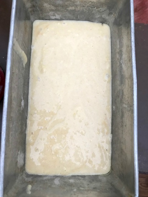 Cinnamon Swirl Bread Dough in loaf pan without cinnamon