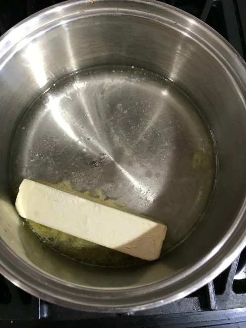 Melted butter in a medium saucepan