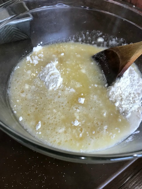 Flour mixture in a mixing bowl