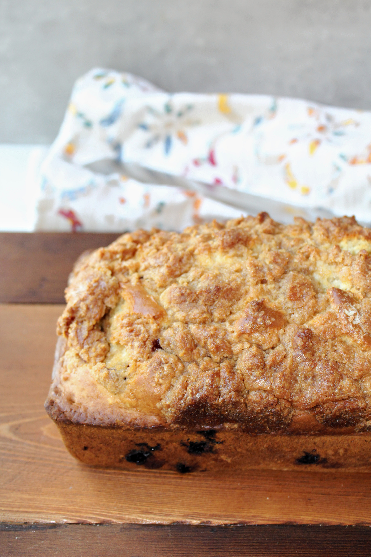 loaf of blueberry bread. 