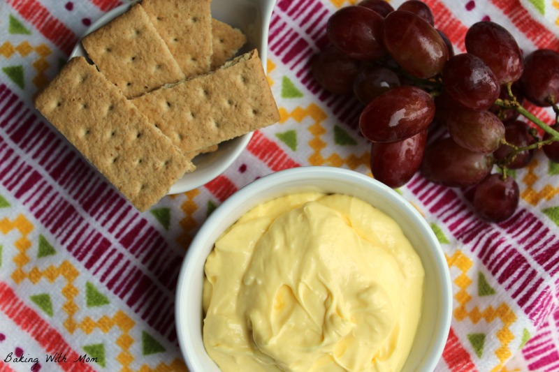 French Vanilla Dip with grapes and graham crackers.